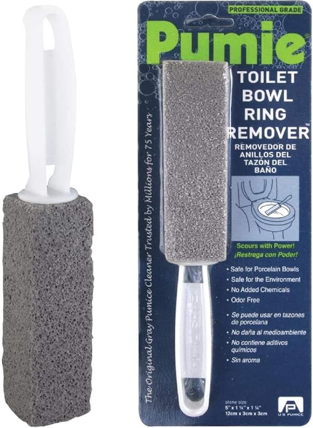PUMIE Toilet Bowl Ring Remover TBR-6 Pumice Stone with Handle Removes Unsightly Toilet Rings and Stains from Toilets Sinks Tubs Showers Safe for Porcelain Pack of 2