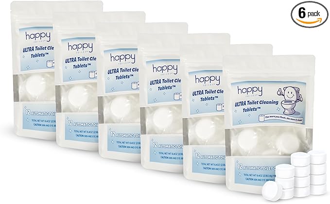 Happy Toilet Cleaner Automatic Toilet Bowl Cleaner Tablets Ultra-Strength Bathroom Toilet Tank Cleaner Tablets for Tank - Toilet Bowl Cleaners Resealable 72-Pack Bag