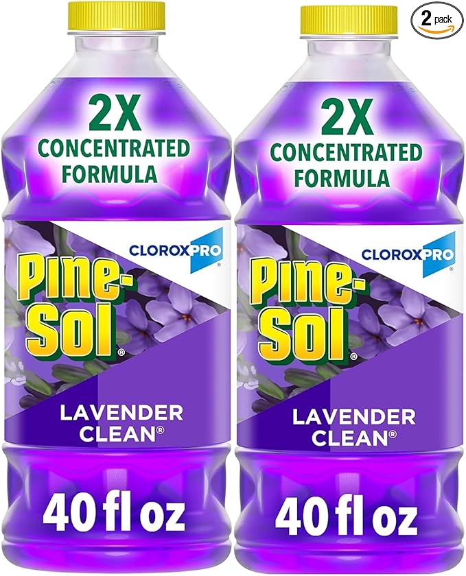 Pine-Sol 2X Concentrated Multi-Surface Concentrated Formula All-Purpose Cleaner Lavender Clean Scent 40 Fluid Ounces (Pack of 2 total of 80 Fl oz) Makes 80 Gallons Of Cleaning Solution