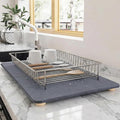 Stone Drying Mat for Kitchen Counter with 5 Wooden Feet 19.7×14.7 Diatomaceous Earth Dish Drying Mat Elevated Drying Stone Mat for Modern Kitchen Countertop (Dark Gray Standard-Solid)
