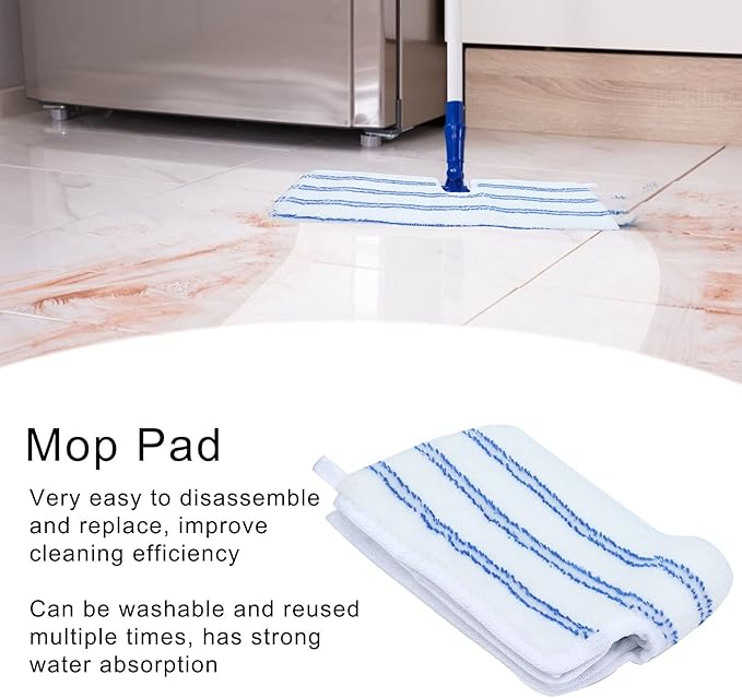 2 Pack Microfiber Mop Replacement Heads Compatible with O-Cedar Dual Action Flat Mop for Dry/Wet Use Machine Washable Reusable Flip Mop Refills All Surface Cleaning(Blue White Stripe)