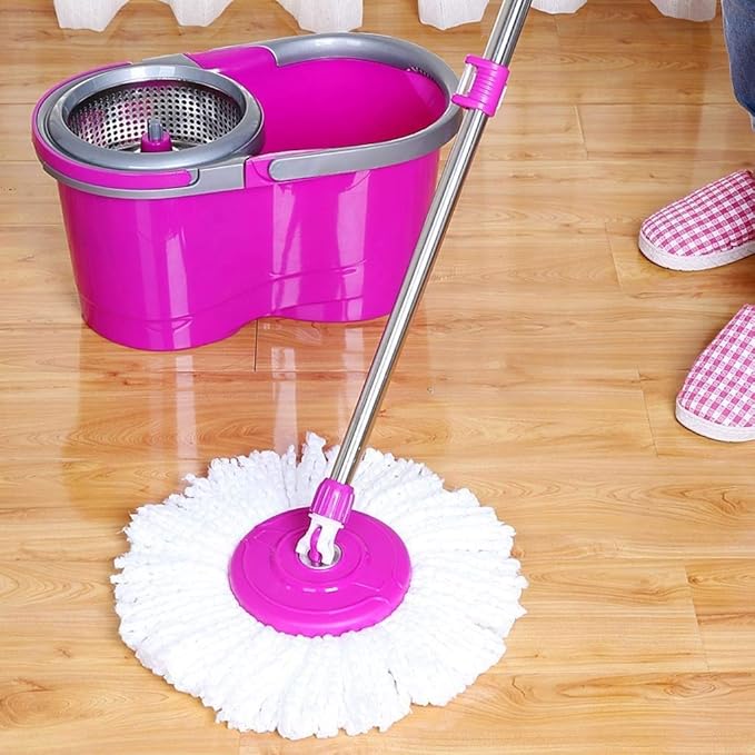 Rotating Mop Dual-Drive Net Made of Stainless Steel with Dry Drag Omni-Directional Mop Tray with Fiber Cotton