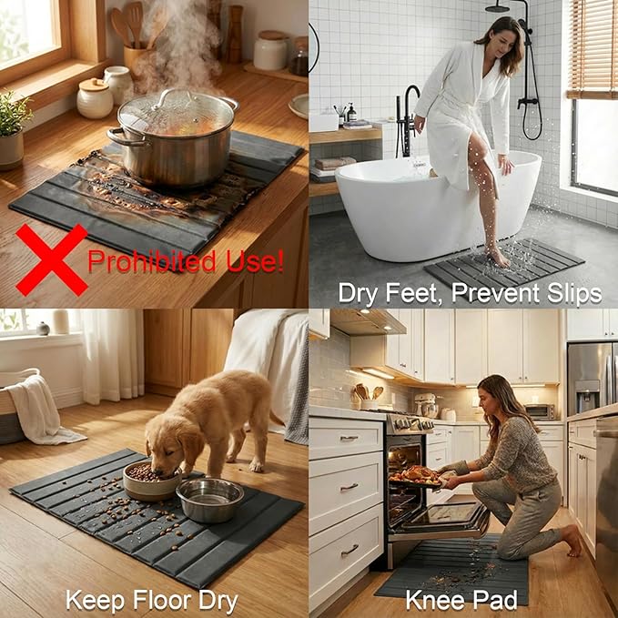 Stone Drying Mat for Kitchen Counter with PU Leather Quick Dry Absorbent large stone dish drying mat Foldable stone drying mat for kitchen counter