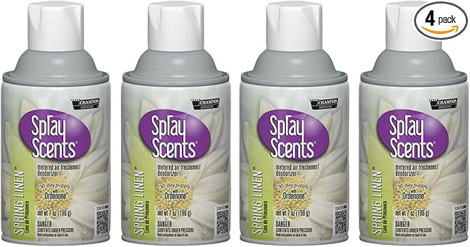 Champion Sprayon SprayScents Metered Air Freshener Refill 7 oz Odor Control Fragrance Spring Linen (4 Pack)