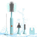 Electric Baby Bottle Brush Set with Rechargeable Electric Bottle Brush Cleaner and Replaceable Silicone Bottle Brushes and Straw Brush Cleaner Waterproof Multi-Purpose Cleaning Brush(Blue)