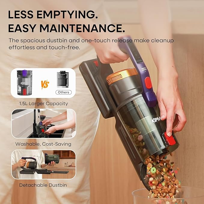 KIPMAX Cordless Vacuum Cleaner 50KPa 550W Stick Vacuum for Home 70Mins Anti-Tangled Vacuum Cleaner for Pet Hair/Carpet/Floor Self-Standing Vacuum with Rechargeable Battery LED Display&ampAromathe