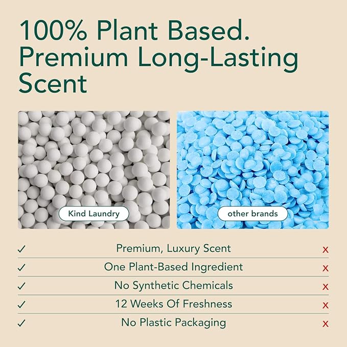 Kind Laundry In Wash Scent Booster Beads and Detergent Sheets - Ocean Breeze - 100% Plant Based - Natural Laundry Booster Beads &amp Detergent Sheets - Environment Friendly Odor Eliminator (60 Loads)