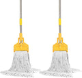 2 Pack Commercial Mop Heavy Duty Industrial Cotton Mop 61 inch Long Metal Handle Commercial Mop for HomeGarageOfficeWorkshopTile FloorWarehouse Floor Cleaning