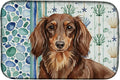 Caroline's Treasures Longhaired Chocolate and Tan Dachshund Coastal Sea Glass Dish Drying Mat Absorbent Dish Drying Mat Pad for Kitchen Counter Dish Drainer Mat for Countertop 14 x 21 Multicolor