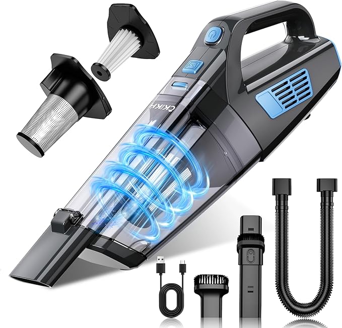 Handheld Vacuum Cordless 15000PA Strong Suction Hand Held Car Vacuum Cleaner Portable with Multi-Nozzles &amp Washable Filter Lightweight Dust Busters Rechargeable for Home Car Office Pets