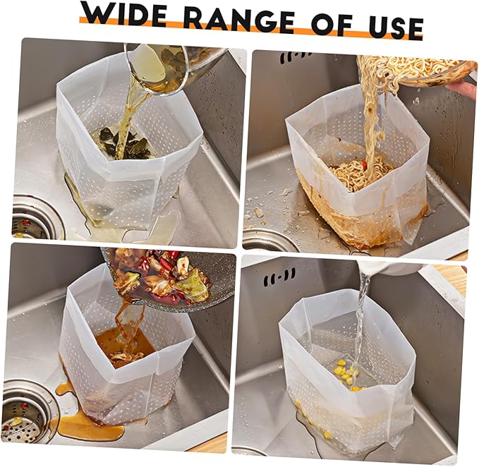 150 Pcs Transparent Kitchen Sink Strainer Bags Upright Food Waste Trash Bags with Drain for Daily Use Picnic Bedroom Office Garbage Disposal Liners
