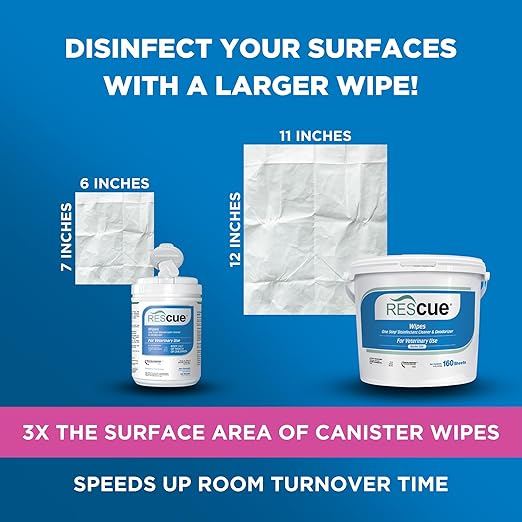REScue Canister Wipes 12 Pack &amp Bucket Wipes – Disinfectant Cleaner for Vet Use Designed to Clean Kennels Litter Boxes &amp More