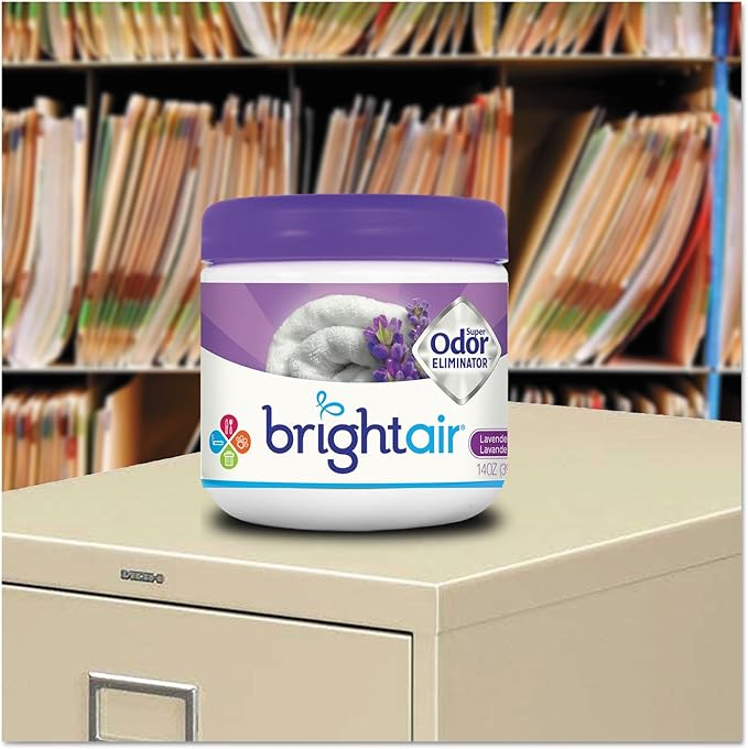 Bright Air 14 oz. Super Odor Eliminator For Medium-Size Spaces Lavender &amp Fresh Linen Scent Case of 6 Odor Eliminator &amp Air Freshener Natural Essential Oils Lasts Up to 90 Days Each