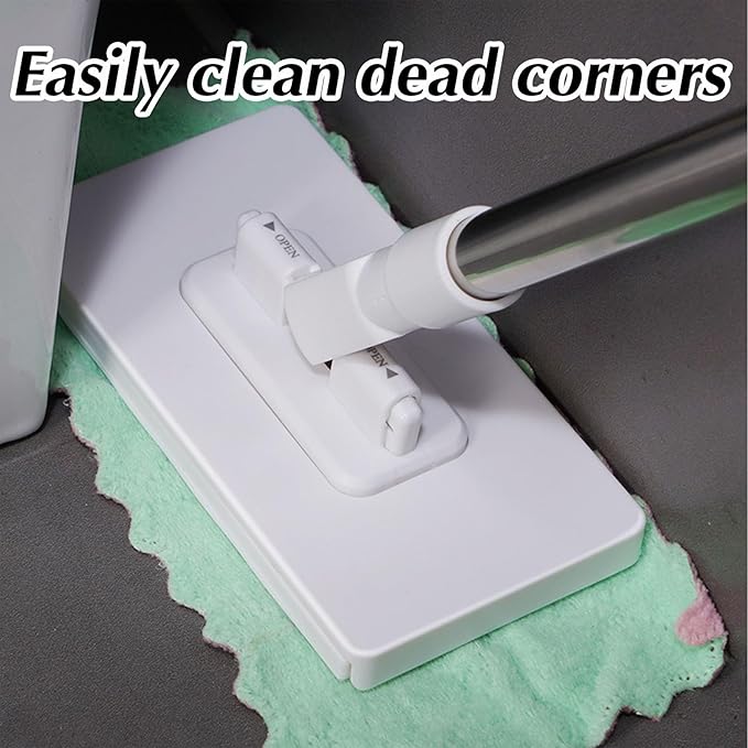 Mopa Desechable para Polvo Con 4 Paños ReutilizablesNo-Wash MopHands-Free Face Wash Towel Mop Dry Wet Mop for House Wall Bathroom Toilet Corners Door Window Gaps
