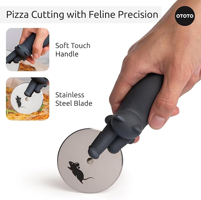 OTOTO Bundle of 2 Dracowave Dragon Microwave Cleaner + Kitty Cat Pizza Cutter Cute Kitchen Gadgets Cute Gifts