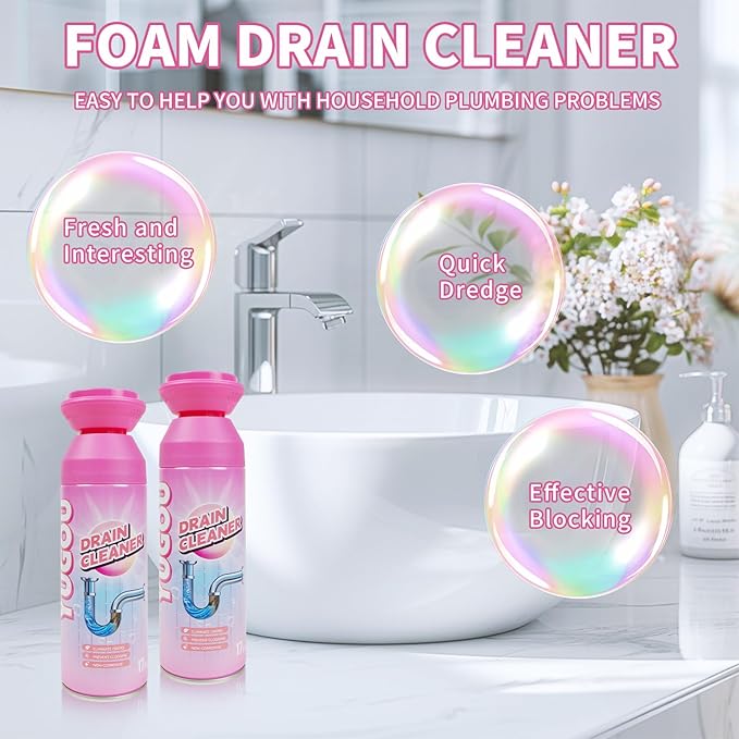 Foaming Drain Cleaner Sink Cleaner and Deodorizer Drain Clog Remover for Kitchen Sinks Shower Drains Tubs (2pcs)