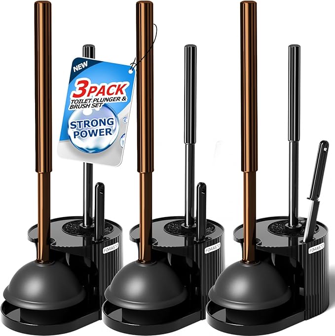 Toilet PlungerExtended Handle PlungerToilet Plunger SetBathroom Cleaning Tools (Brown)