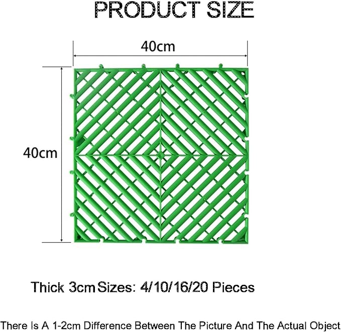 Trench Drainage GrateDrain Covers OutdoorModular Interlocking Mats Multicolor 40x40x3cm 4-20 Pcs Pack 4 Ton Capacity(Green20 pieces)