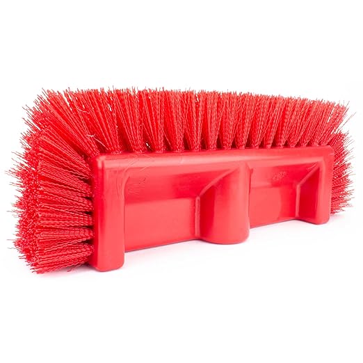 SPARTA Multi-Level Tile Scrub Brush 12 Wide Brush Head Heavy-Duty Tile Cleaning Brush with End Bristles for Commercial Tiles Tubs and Floor Plastic 12 Inches Red