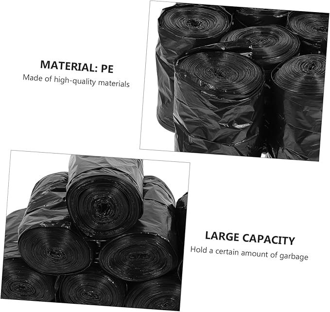 Mikinona 200Pcs Black Thick Disposable Toilet Trash Bags Portable Garbage Liners for Home Bathroom Use PE Leak-resistant Large for Easy Cleanup and Storage