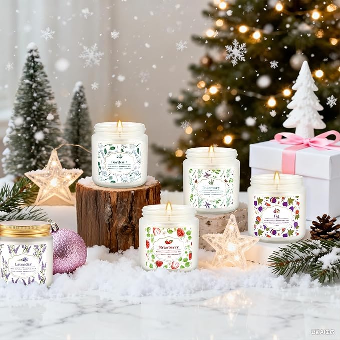 Scented Candle Set 24 PackWhite Candle for Home Scented Odor Eliminating Stress Relief Long Lasting Soy Wax Gift Set