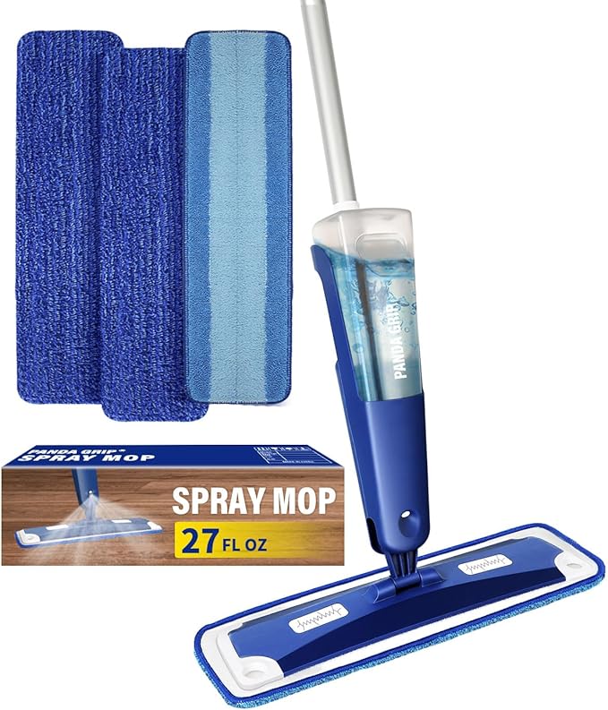 Mop for Multi-Purpose Floor Premium Spray Mop 18 inch Professional Hardwood Wet and Dry Cleaning Mops with 3 Resuable Pads and Refilled Bottle Blue