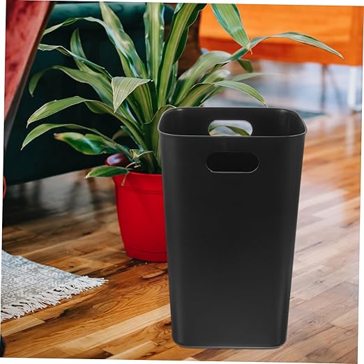 No Lid Kitchen Trash Can Black Multi-Functional Wastebasket for Home Office Bedroom and Living Room Easy to Clean Garbage Container