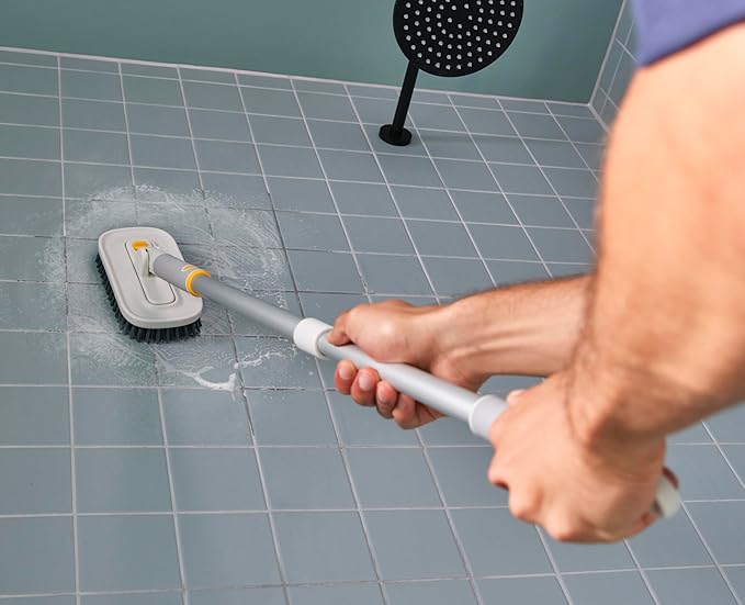 Joseph Joseph CleanTech Household Cleaning 2-Piece Set for Bathroom &amp Kitchen Includes: 2-in-1 Tile Scrubber with Grout Brush and 3-in-1 Detail Brush with Nylon Scraper Tip