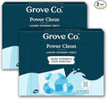 Grove Co. Laundry Detergent Sheets Power Clean Dissolving Washer Sheets (2 Pack - 64 Loads) Tough Stain Remover Unscented Free &amp Clear Formula