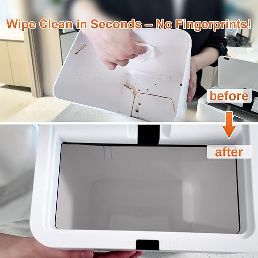 Gallon Motion Sensor Bathroom Trash Can with Lid Automatic Garbage Bin for Bathroom Slim Plastic Narrow Bedroom Trash Bin Garbage Can 15L