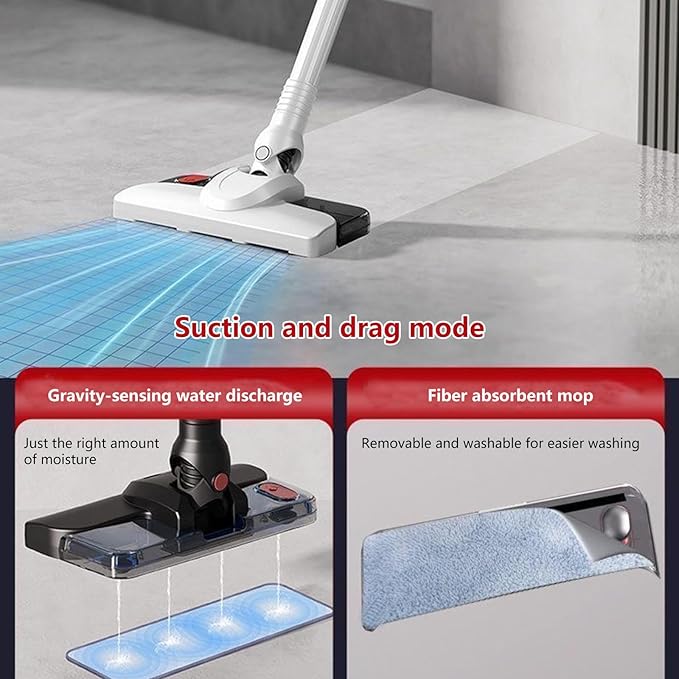 Lightweight Cordless Wireless Vacuum Cleaner for Home 5 in 1 18Kpa 8000mah Battery Vacuum Cleaner Pet Hair All in One Vacuum Stick for Home Carpet Floor Pet HairRed