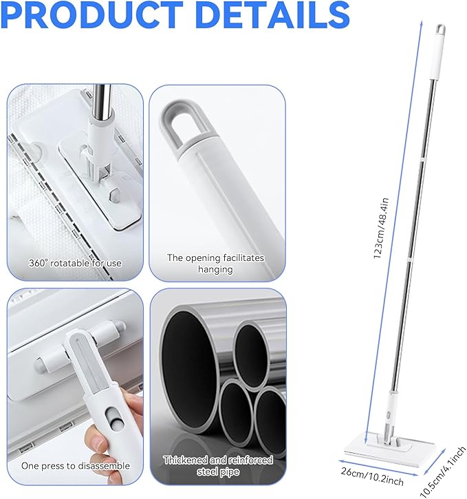 2026 New Upgraded Sweep &amp Mop Kit - Compatible with Swiffer Pads Shark Teeth Snap Grip Mini Mop Durable Hardwood Flooring Marble Cleaning Tools Home and Kitchen EssentialsWith 11 Reuse Dry Cl