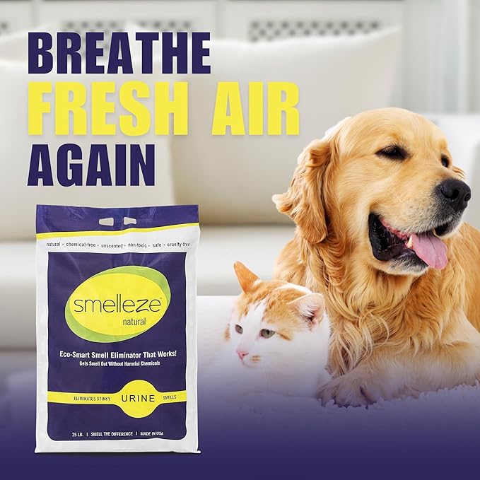 SMELLEZE Natural Urine Smell Eliminator Deodorizer: 25 lb. Granules Eliminate Urine Odor