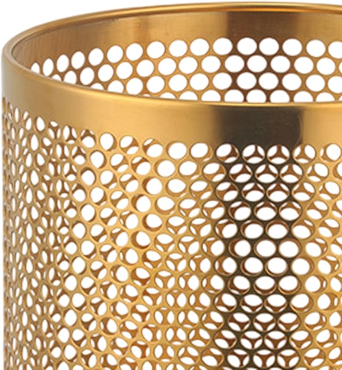 Stainless Steel Trash Can Garbage Bin Mesh Wastebasket Rubbish Bin for Bathroom Kitchen Gold