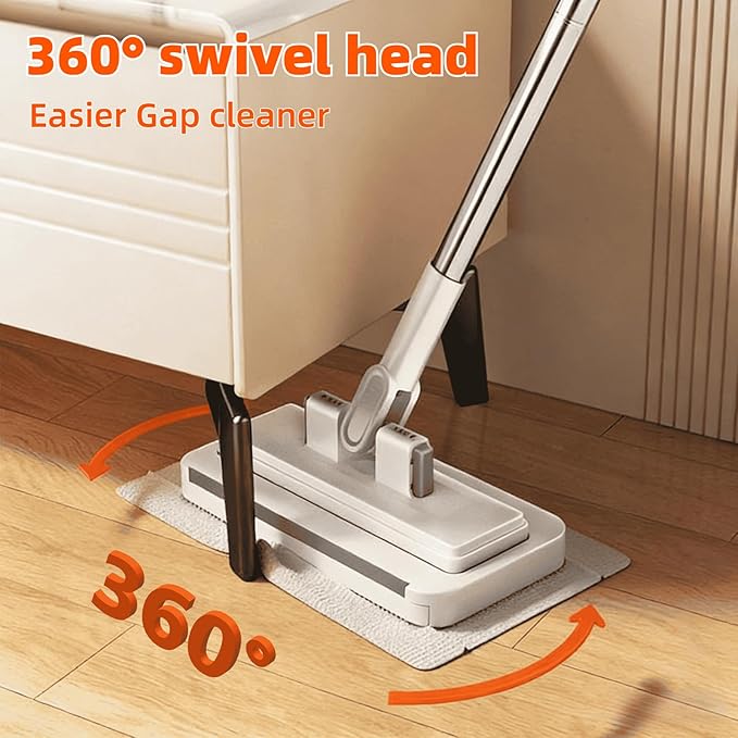Cloth Changing Mini Mop with a Mini Foldable Desktop Mop Flat Dust Mop for Dry Wet Disposable PadsKitchen Cabinet Counter Wall Spills and Oily Stains Cleaning (Lazy Mops Set)