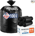 Delxo 55-60 Gallon Trash Bags 100 Count – 0.9 Mil Medium Duty Garbage Bags Durable &amp Puncture-Resistant Plastic Bolsas para basura Perforated Design– Made in USA for Kitchen Yard Office (Blac