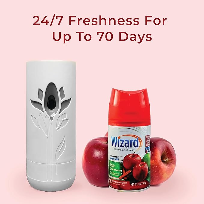 Wizard Automatic Spray Refill and Holder Kit Air Freshener for Home and BathroomApple Cinnamon 5 Oz3 Count
