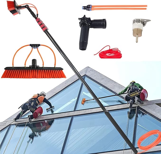 water fed pole kit window cleaning brush outdoor Water Fed Pole Kit Window Washing Set Equipment Telescopic Extension Pole Cleaning Kit For Window Cleaning Photovoltaic Panel Cleaning Trucks