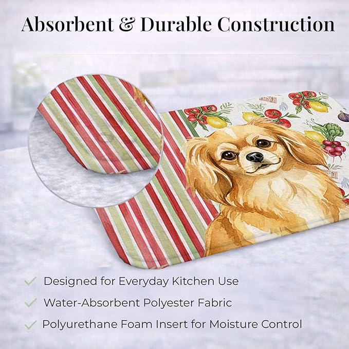 Caroline's Treasures Gold Tibetan Spaniel Vegetables Dish Drying Mat Absorbent Dish Drying Mat Pad for Kitchen Counter Dish Drainer Mat for Countertop 14 x 21 Multicolor