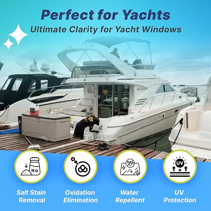 Venco Clear X Multi-Surface Glass Polish - Advanced Oxidation &amp Water Spot Remover with Clear Guard Technology - Perfect for Yachts Home Windows RVs &amp Car Windshields - Made in the USA - 4oz