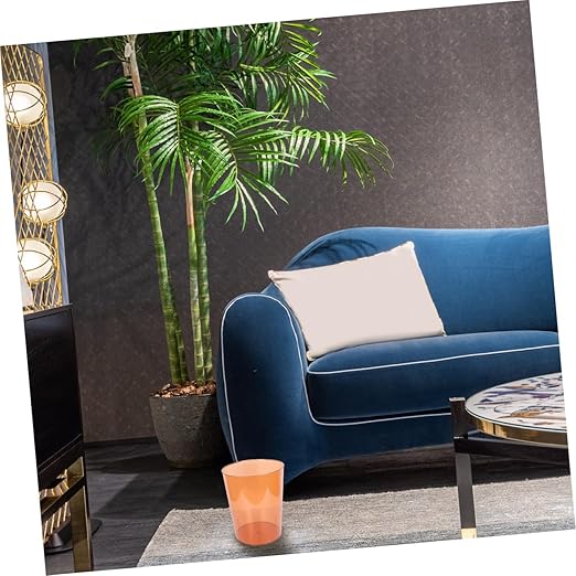 Transparent Small Orange Trash Can for Home Office Multipurpose Rubbish Holder and Flower Container Creative Modern Wastebasket with Fresh Simple Style and Space-Saving Design