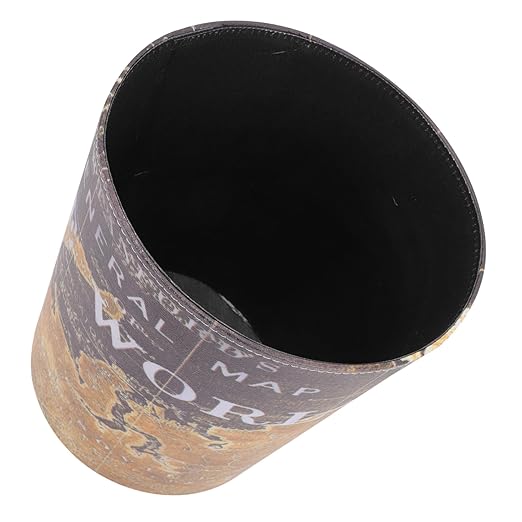 PRETYZOOM European Style PU Leather Trash Can Vintage Waste Container for Home Office Large Capacity Storage Bin No Lid Decorative Wastebasket for Living Room and Bedroom