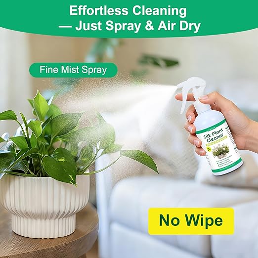 Silk Plant Cleaner Spray No Wipe Artificial Plant Cleaner for Fake Plants &amp Flowers Quick-Dry Dust Remover for Silk Flowers Restores Shine Spot-Free Cleaning Spray Fake Greenery Plant Clean