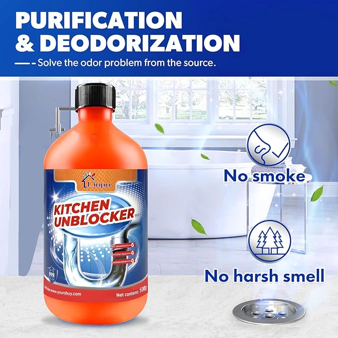 Liapu 2pcs Liquid Plumber Drain Cleaner Drain Clog Remover Kitchen Strength Hair Eliminator Gel Clog Remover Bathroom Cleaning Supplies for All Septic Systems And Pipes