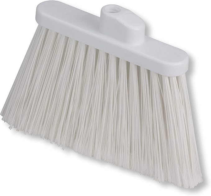 SPARTA 41082EC02 Plastic Color Coded Broom Flagged Bristles Long Broom With Angled Head For Large Debris 56 Inches White