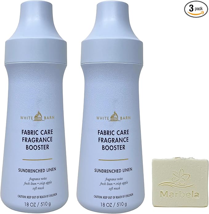 Bath &amp Body Works Sundrenched Linen 2 Pack Fabric Care Fragrance Booster Set with a Natural Oats Bar Soap
