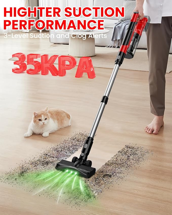 Cordless Vacuum Cleaner for Milwaukee M18 Battery 7-in-1 Lightweight Stick Vacuum with HEPA Filter 35KPA Suction 350W Brushless Motor 3 Modes for Floor Carpet Car(Battery Not Included)