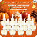 Plug In Refills Air Freshener Pumpkin Apple Cinnamon Cinnamon Roll Salted Caramel Cream for Home and Bathroom 7.92 Fl Oz 12 Count Compatible with Air Wick &amp Glade Not Include Glade Plus