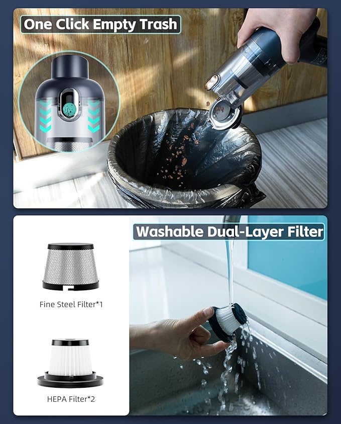Car Vacuum Cleaner&ampAir Duster | 80W | 16kpa | 12KRPM | 20 Mins-Dust Cleaner Portable Cordless Vacuum Pro-Compressed Air BlowerLightweight Rechargeable Handheld Mini Vacuum for Car/Home/Office