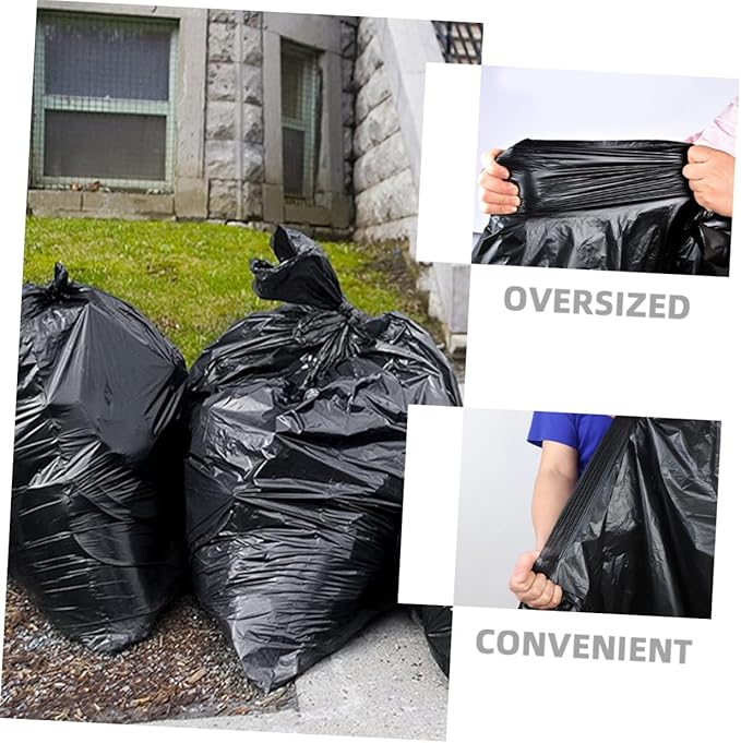 CLISPEED Extra Large Garbage Bags 50pcs 80x100cm Black Heavy Duty Contractor Trash Bags for Outdoor Commercial Gardening Office and Residential Use